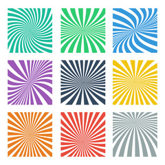 Wall Mural - set of sun rays colorful icons isolated on white background. sun icons in circle and spiral design