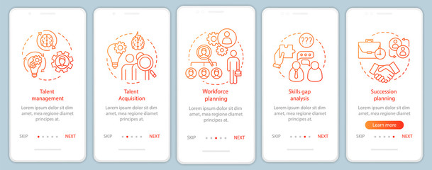 Wall Mural - talent management onboarding mobile app page screen with linear concepts
