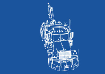 Poster - drawing isolated road truck vector on blue background