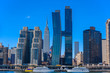 View from East Side River to Empire State Building - Manhatten Skyline of New York, USA