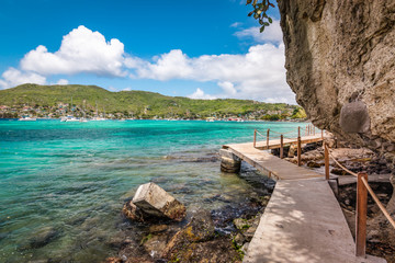 A new cliff side boardwalk trail from Belmont beach to Princess Margaret beach, Bequia Island.