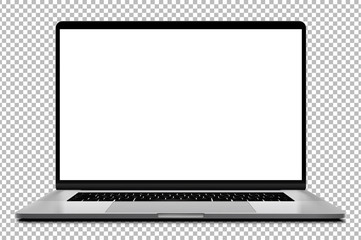 laptop modern frameless with blank screen isolated on transparent background - super high detailed p