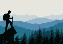 Man On Top Of A Mountain