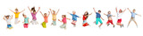 Fototapeta  - The kids dance school, ballet, hiphop, street, funky and modern dancers on white studio background. Girl is showing aerobic and dance element. Teen in hip hop style. Collage