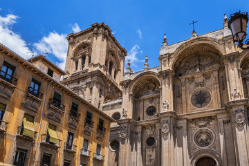 Wall Mural - Bell tower of Roman Catholic Granada Cathedral or Cathedral of Incarnation (Catedral de Granada, Santa Iglesia Catedral Metropolitana de la Encarnacion de Granada, 1561). Granada, Andalusia, Spain.