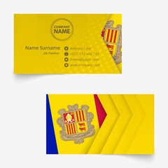 Wall Mural - Andorra Flag Business Card, standard size (90x50 mm) business card template.