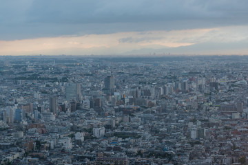 Sticker - Aerial view of Tokyo cityscape at blue hour, at dusk