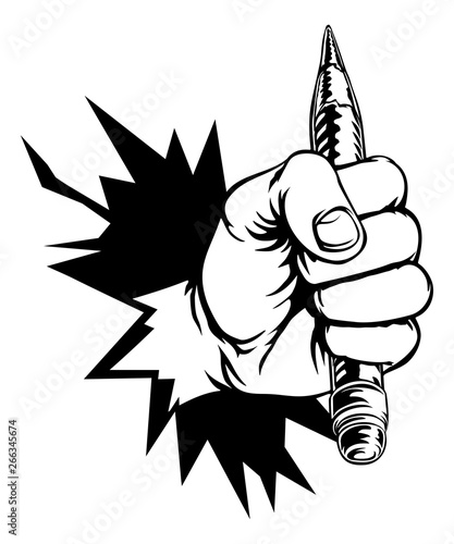 A fist hand holding a penci...