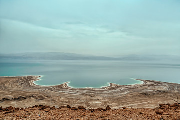 View of Dead Sea coastline. Israel