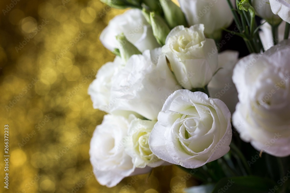 Białe róże kwiaty w wazonie - obrazy, fototapety, plakaty 