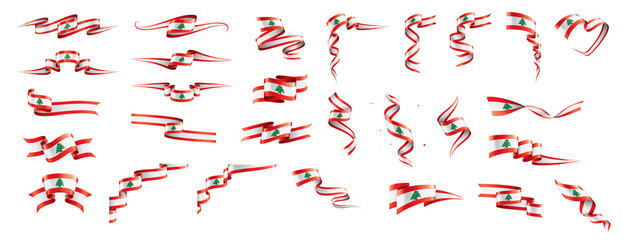 Wall Mural - Lebanese flag, vector illustration on a white background