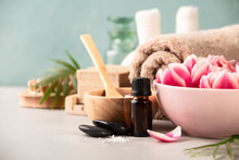 Accessories For Spa Procedures. Natural Ingredients And Flowers
