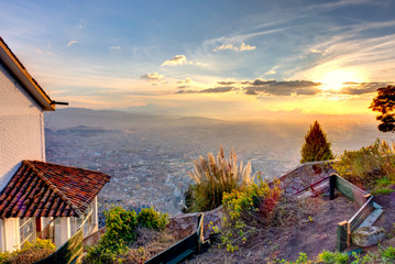 Wall Mural - Bogota cityscape at sunset