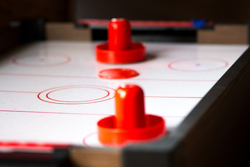 Air hockey table close up