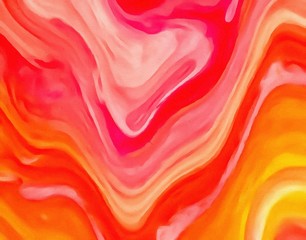 Abstract fluid paint art. Marble effect artwork. Waves pattern in bright warm colors and psychedelic elements. Surreal concept texture.