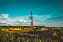 Land Oil Drilling Rig Blue Sky