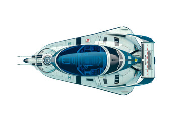 Wall Mural - small space ship in a white background