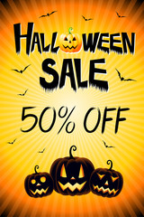 Sticker - Halloween sale banner -50% - advertisement