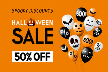 Poster - Halloween sale banner -50% - advertisement