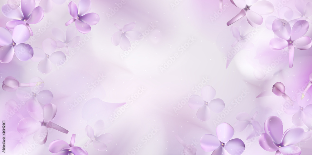 Floral spring background with purple lilac flowers - obrazy, fototapety, plakaty 