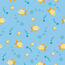 Marine Seamless Pattern With Yellow Fish