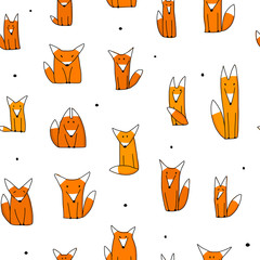 Poster - Funny foxes, seamless pattern for your design