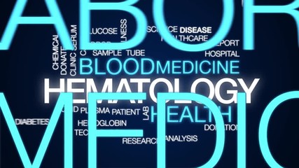 Wall Mural - Hematology animated word cloud. Kinetic typography.