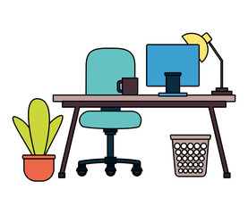 Wall Mural - office desk laptop