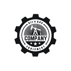 Wall Mural - oil mining with circle gear badge logo design inspiration