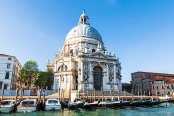 Wall Mural - Grand canal overlooking Santa Maria della Salute Cathedral, Venice, Italy.