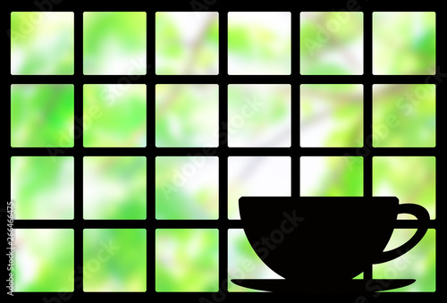 窓枠とコーヒーカップのシルエット Stock Illustration Adobe Stock