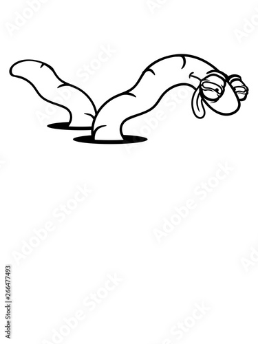 Lustiger Wurm Loch Boden Graben Comic Cartoon Design Clipart Raupe Schlange Springen Aufrecht Stehen Cool Stock Illustration Adobe Stock