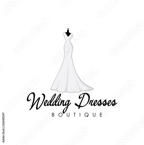 Monochrome Bridal Boutique Logo Wedding Dresses Logo Sign Icon