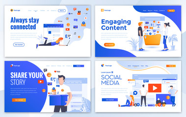flat modern design of website template - social media