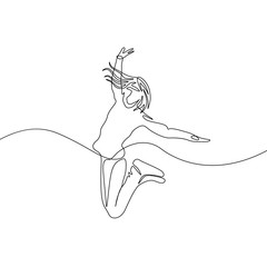 Wall Mural - Continuous one line jumping girl