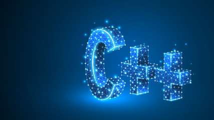 Wall Mural - c plus coding language sign. device, programming, developing concept. abstract, digital, wireframe, 