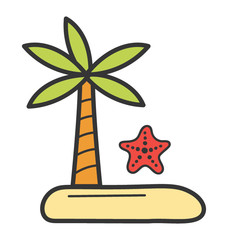 Sticker - Doodle design of beach icon.