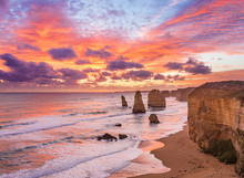 Sunset At Twelve Apostles, Great Ocean Road, Victoria, Australia