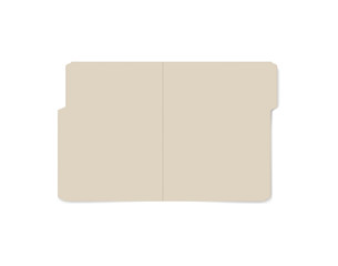 Open tabbed file folder isolated on white background, realistic mockup. Letter size manila folder, vector template