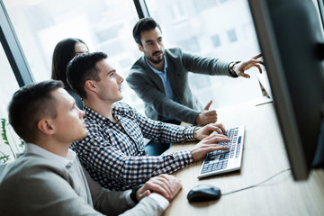 Wall Mural - picture of business people working together in office