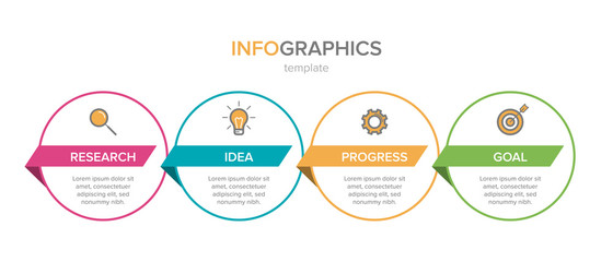 Infographic design with icons and 4 options or steps. Thin line vector. Infographics business concept. Can be used for info graphics, flow charts, presentations, web sites, banners, printed materials.