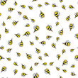 Bee cartoon sticker seamless background