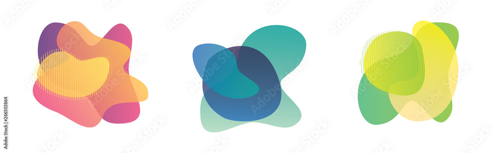 Abstract blur free form shapes color gradient - obrazy, fototapety, plakaty 