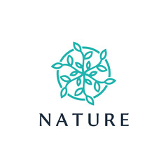 Poster - tree flower logotype. Universal premium park lotus eco vector logo icon symbol.