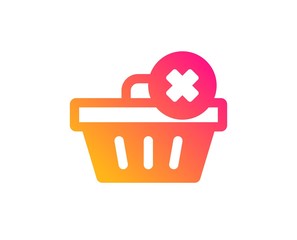 Remove Shopping cart icon. Online buying sign. Supermarket basket symbol. Classic flat style. Gradient delete order icon. Vector