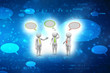 © blackboard - Business people standing and talking with speech bubbles on technology background.  people taking and discussion. 3d render