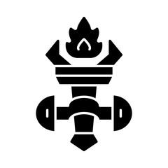 Sticker - Medieval burning torch glyph icon