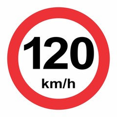 Wall Mural - Speed limit 120 kmh traffic sign