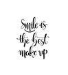 Smile is the best make up. Hand lettering motivation fashion quote for your design - Vector