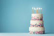 canvas print picture - Tiered birthday cake with sprinkles